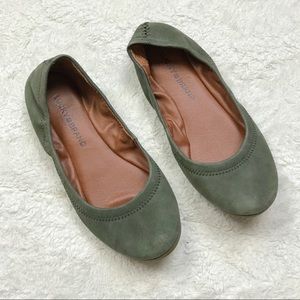 Lucky Brand Emmie Olive Green Leather Flats